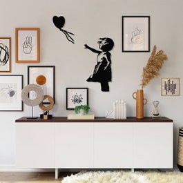 Wallity Banksy - 14 Escultura de pared de metal negra